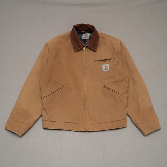 Other - Vtg Carhartt Brown Detroit Blanket Lined Jacket J97 Size Small Corduroy Collar